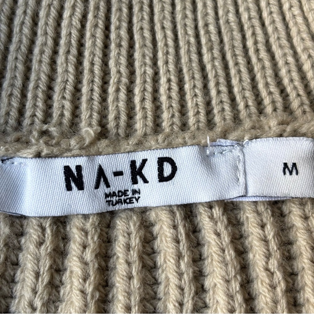 NA-KD | Tan Cozy Slouchy Oversized Neutral Chic Half Zip Knit Sweater | Size M - Picture 6 of 7